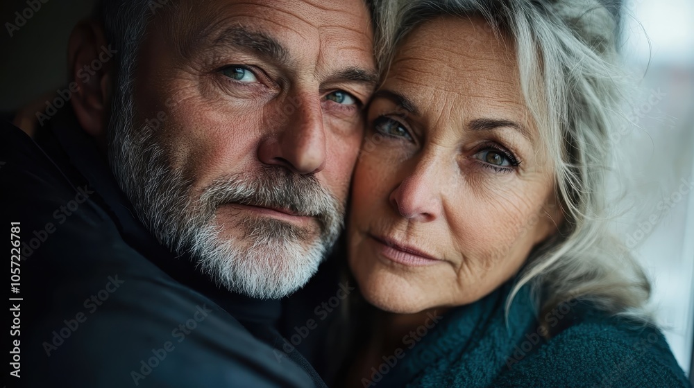 A close-up of an older couple sharing an intimate and tender moment, highlighting the warmth and connection of enduring love and mutual support through life. A close-up of an older couple sharing an intimate and tender moment, highlighting the warmth and connection of enduring love and mutual support through life.