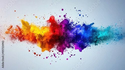 Dynamic background with color bursts, powerful shades and vivid particles floating against a neutral background