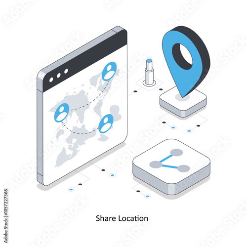 Share Location  isometric stock illustration. EPS File stock illustration