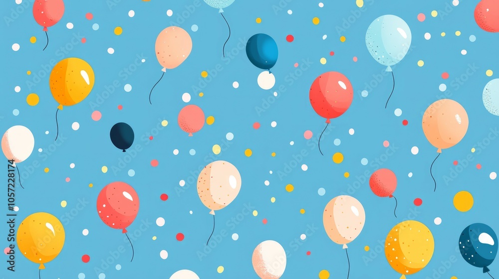 Fototapeta premium drawing of many balloon on blue