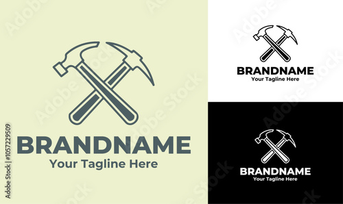 Hammer and pickaxe Logo Design Template for Construction company