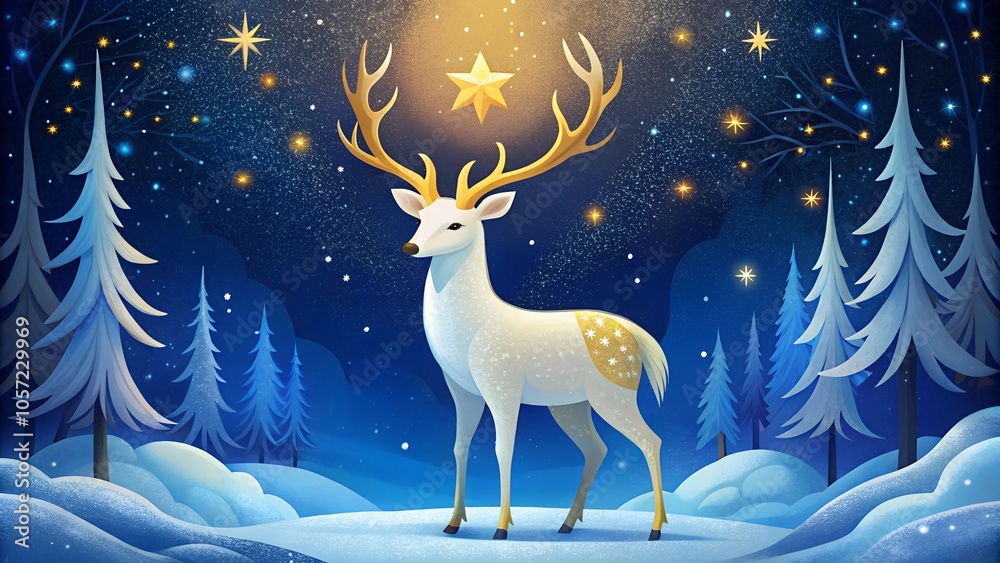 Christmas Reindeer. Holiday template with drawn character deer on festive decoration with winter pine branches, spruce tree. Collection background in Merry Christmas and Happy New Year design style. Christmas Reindeer. Holiday template with drawn character deer on festive decoration with winter pine branches, spruce tree. Collection background in Merry Christmas and Happy New Year design style.