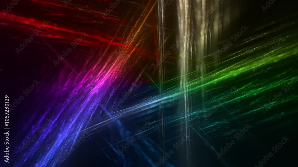 farbenfrohe leuchtende symmetrische abstrakte Grafik, Technologie, Neonlicht, bunt, eckig, sternenförmig, eckig,  regenogenfarben