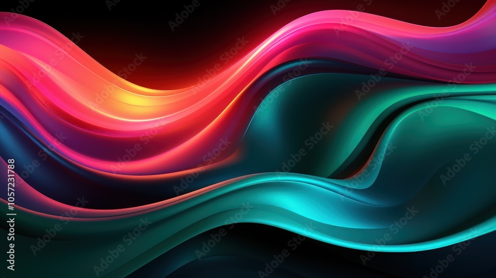 Abstract waves of vibrant colors flowing in a smooth, dynamic composition.