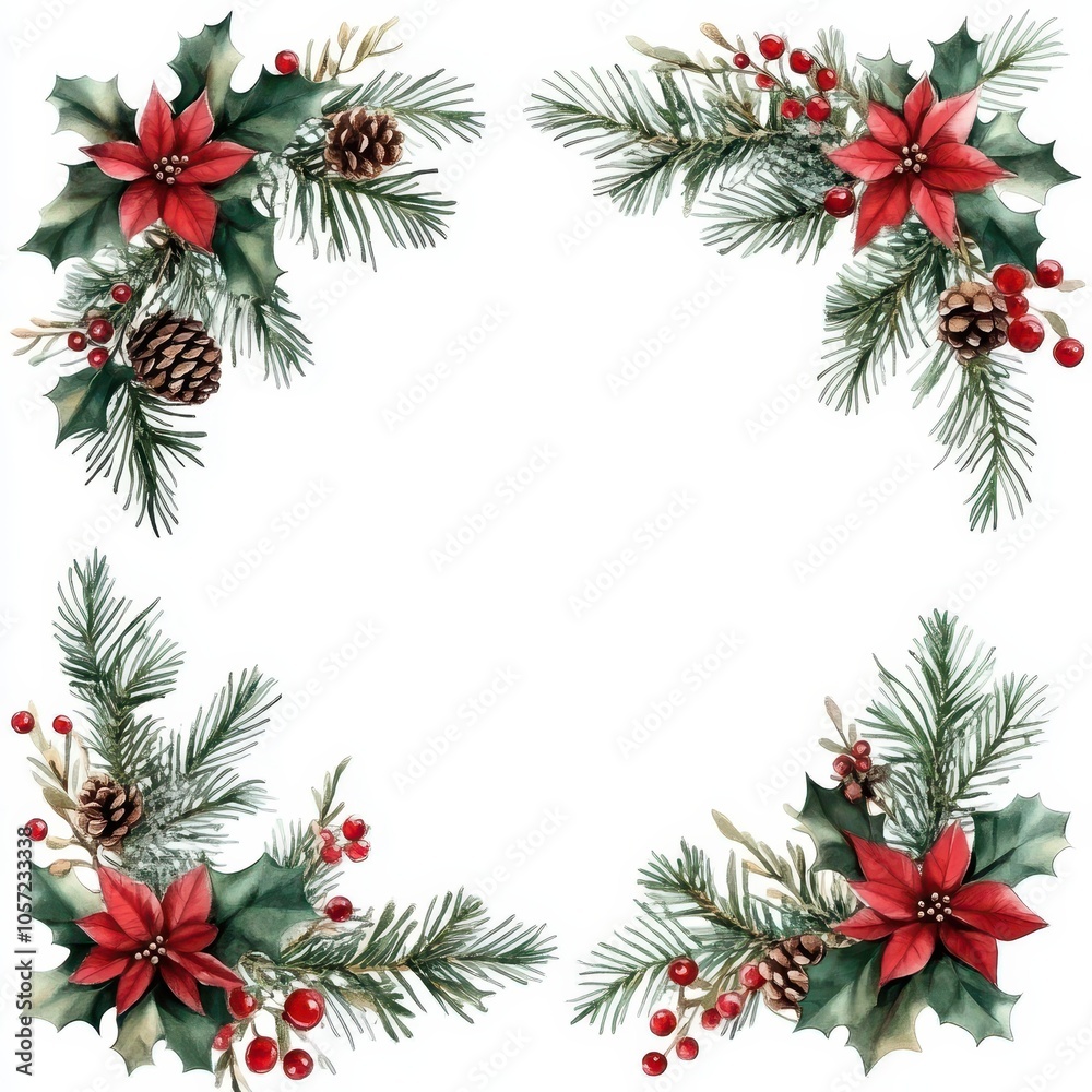 Festive Floral Frame for Holiday Decorations Festive Floral Frame for Holiday Decorations
