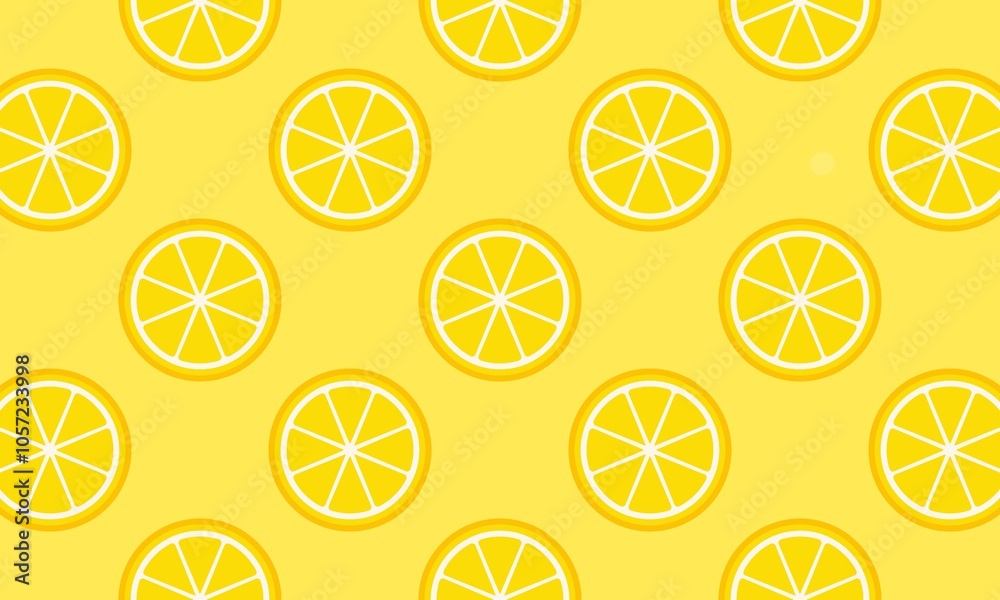 Lemon slices pattern on yellow background. Lemon seamless pattern. Lemon slices pattern on yellow background. Lemon seamless pattern.