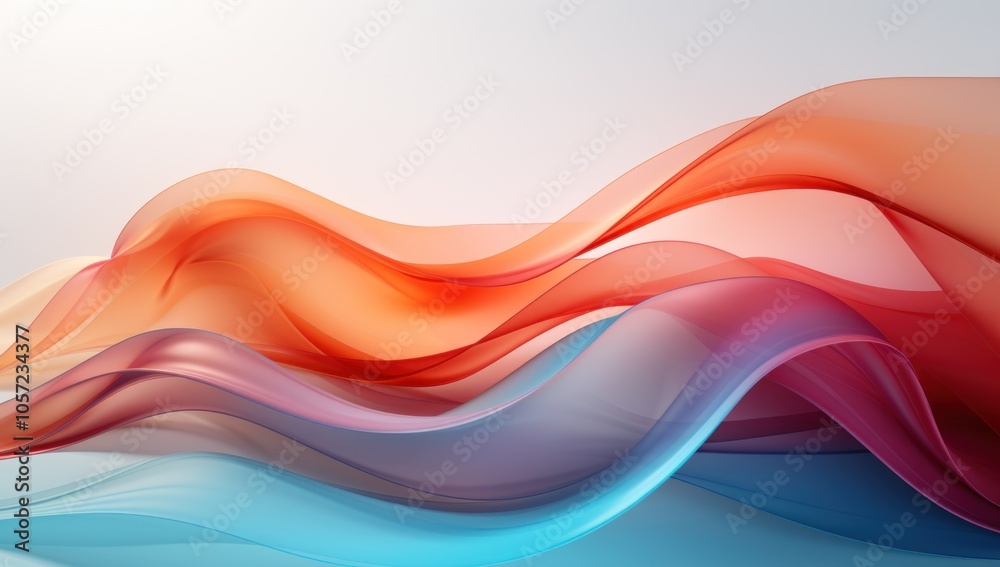 Abstract waves of translucent colors flowing gracefully across a minimalist background. Abstract waves of translucent colors flowing gracefully across a minimalist background.