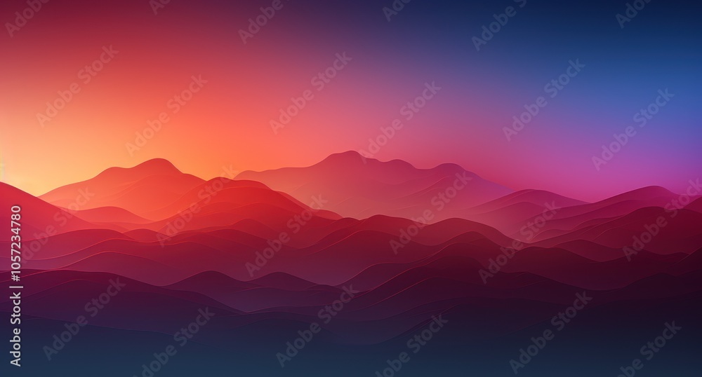 Abstract landscape with layered mountains in vibrant sunset colors. Abstract landscape with layered mountains in vibrant sunset colors.