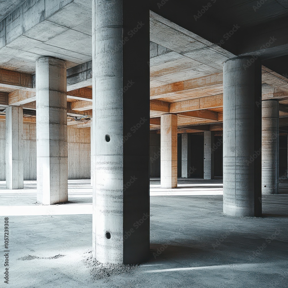 Fototapeta premium Industrial Warehouse Interior with Empty Open Floor Plan