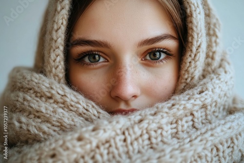 Young woman covering her body by blanket have shivering from cold weather in winter season, Generative AI