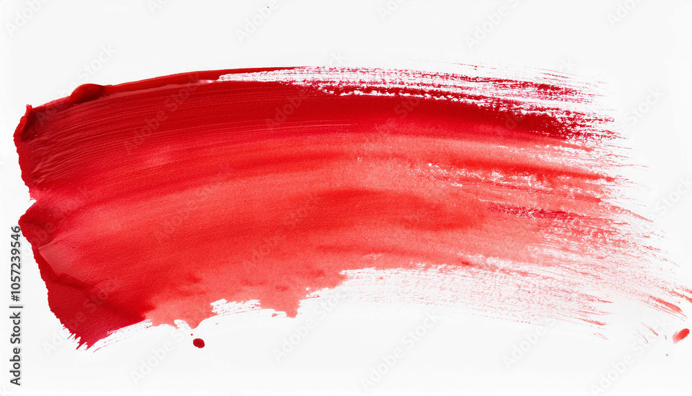 Fototapeta premium Watercolor brush strokes, red on white background.