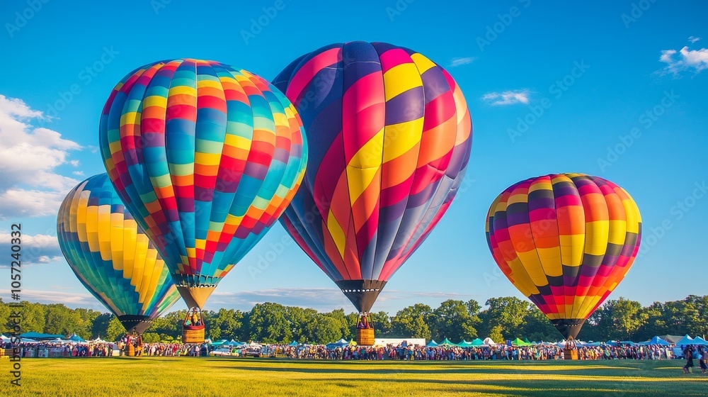 Obraz premium Vibrant Balloons Dance at Groovy Festival: Capturing Dynamic Energy in Sharp Focus