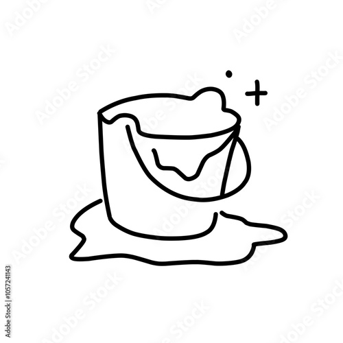 housekeeping cleaning line icons set