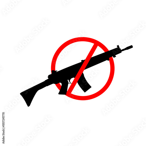 Stop the war Gun silhouettes, red forbidden circles. Anti-war icon. Prohibition of use of weapons
