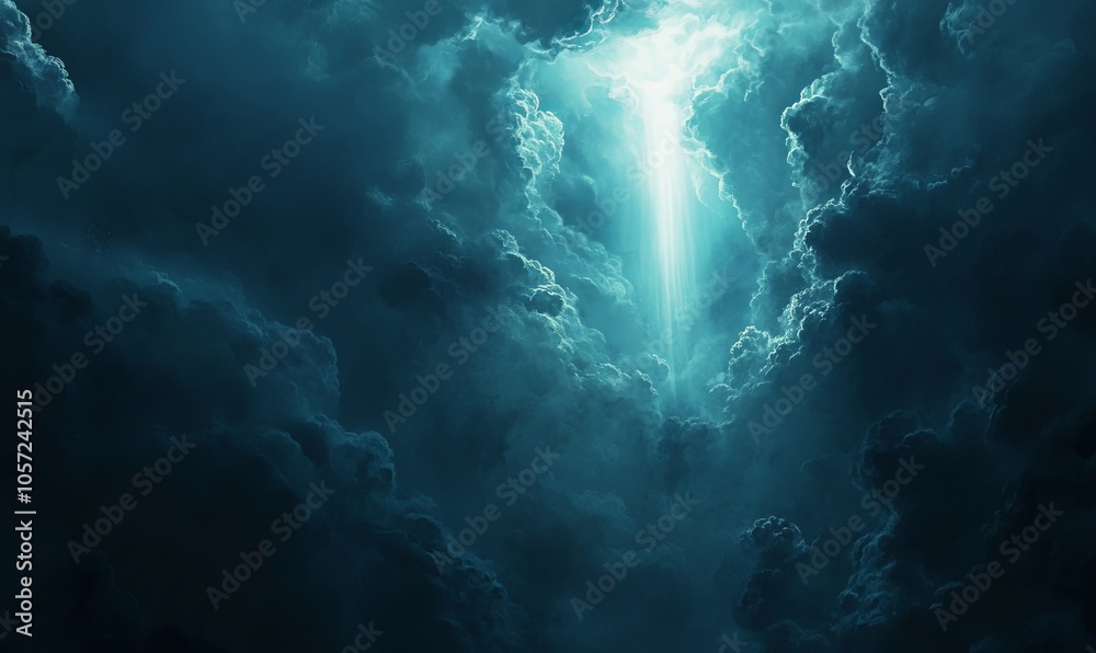 custom made wallpaper toronto digitalA dramatic scene of a glowing light breaking through dark clouds, symbolizing hope and illumination in the depths of darkness