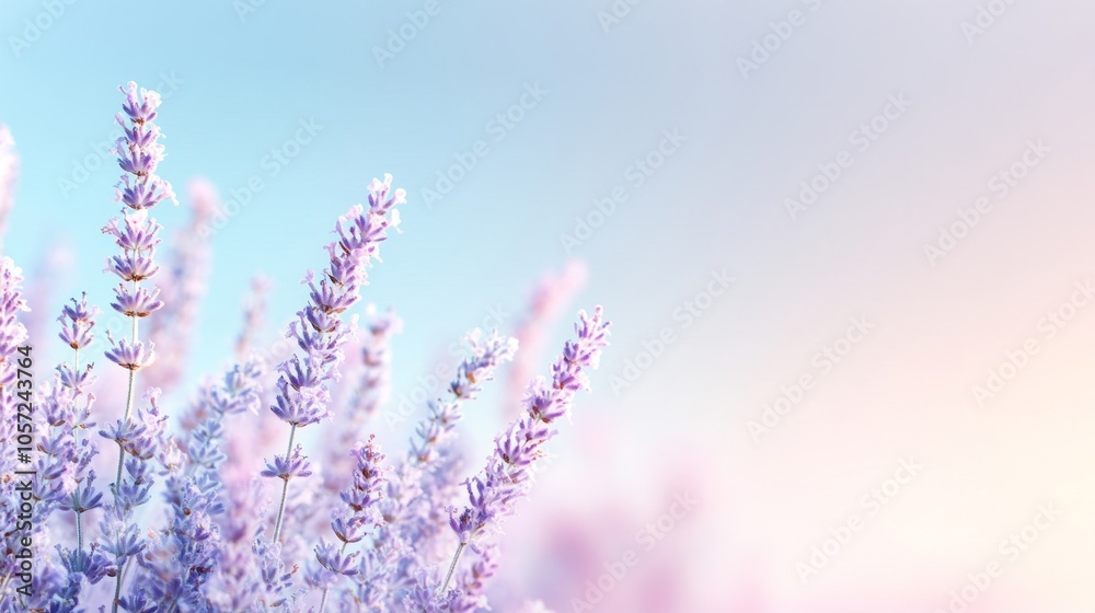 Serene Lavender Field at Sunrise: Tranquil Blooms in Soft Pastel Colors for Natural Beauty and Aromatherapy Serene Lavender Field at Sunrise: Tranquil Blooms in Soft Pastel Colors for Natural Beauty and Aromatherapy