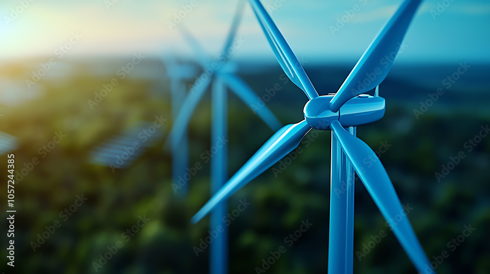 Turbines near solar panels, a dual eco-friendly solution combining wind and solar for maximum sustainability