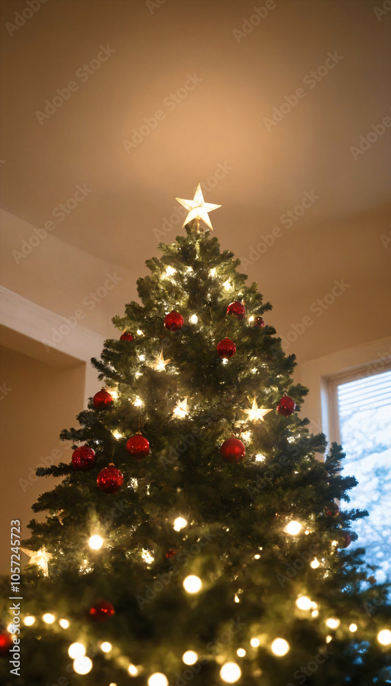 Christmas star on top of the tree Christmas star on top of the tree