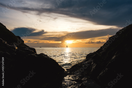 surfboarder  at sunset
