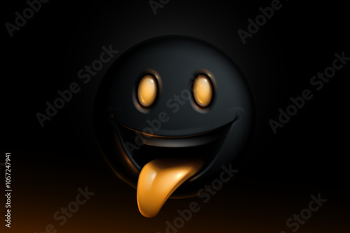 Black smile face with yellow eyes and tongue