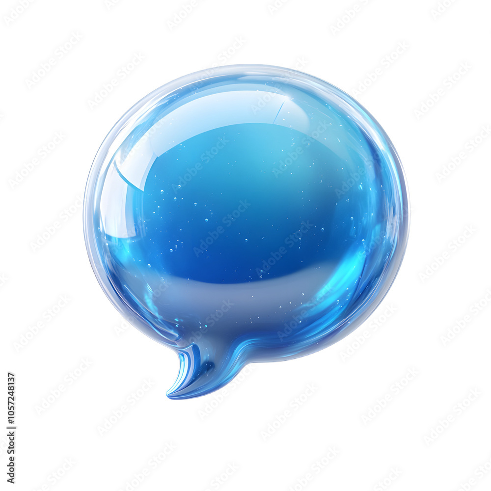3D Glass Speech Bubble in Deep Ocean Blue on Transparent Background 3D Glass Speech Bubble in Deep Ocean Blue on Transparent Background