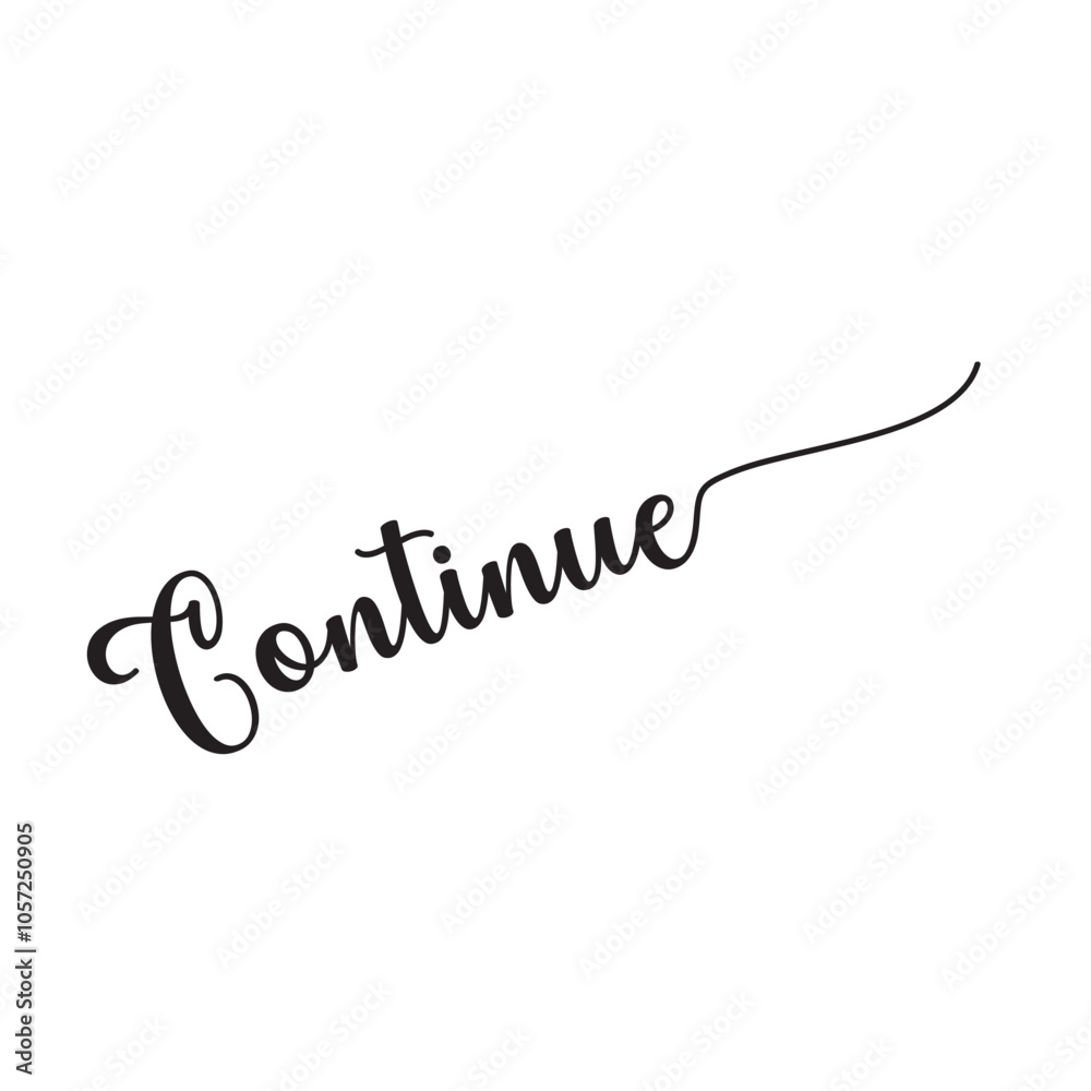 The word of Continue written by hand on a white background. Continue semi colon, suicide awareness tattoo design. vector illustration. EPS 10/AI