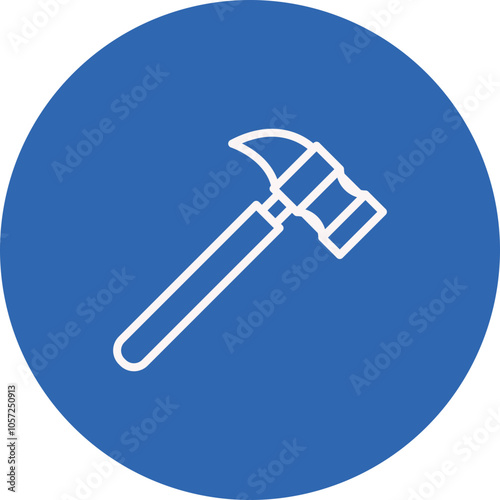 Hammer line circle icon