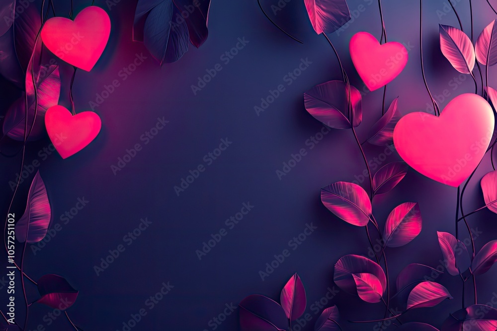 Happy Valentine's Day neon background. dark light background minimal style for branding product presentation on valentine's day. with generative ai Happy Valentine's Day neon background. dark light background minimal style for branding product presentation on valentine's day. with generative ai