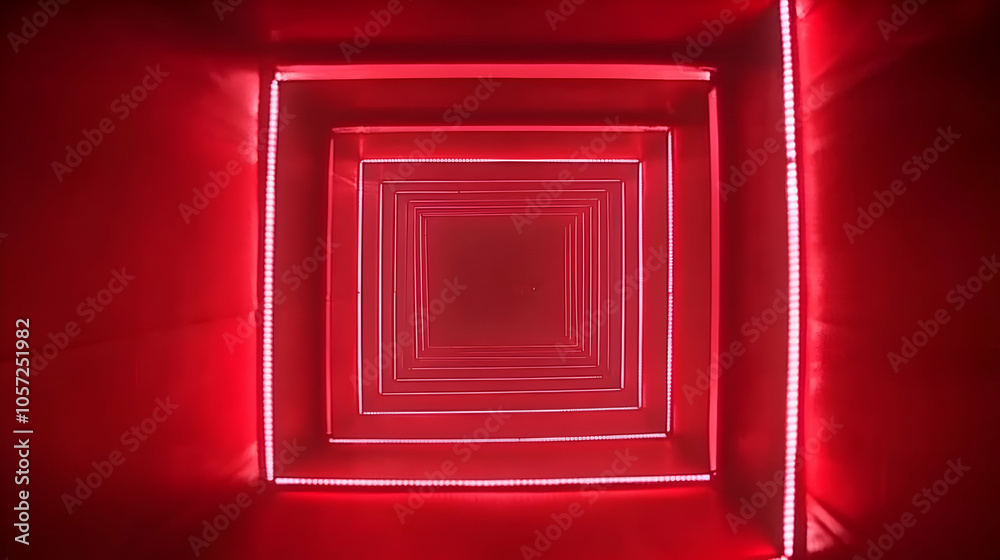 Abstract red square tunnel with glowing edges. Abstract red square tunnel with glowing edges.