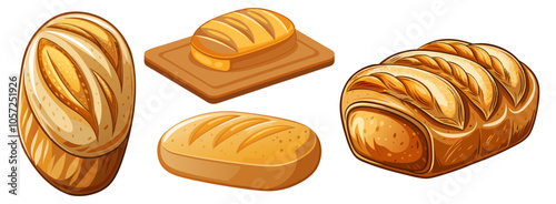 bread isolated on white background, bread vector art illustration