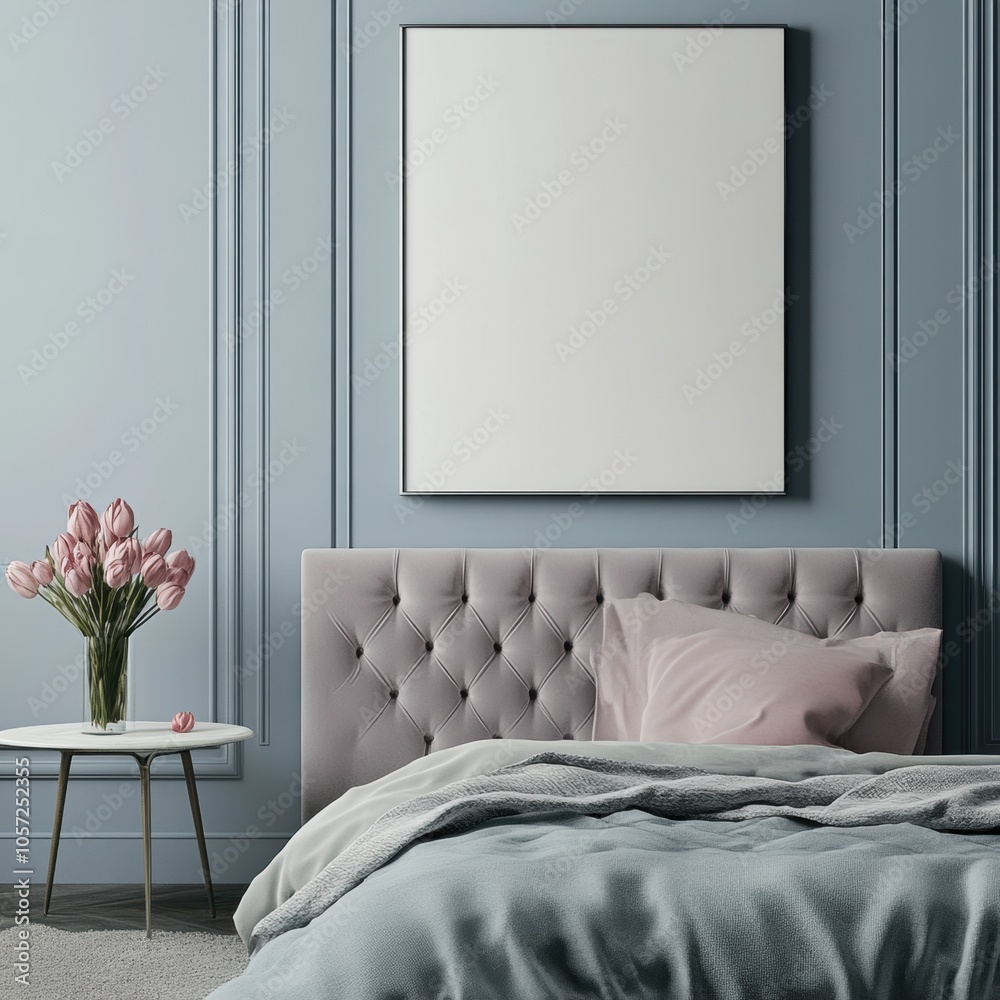 Naklejka premium Bedroom Mockup Frame.