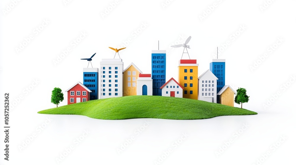 Sustainable urban planning with skyscrapers and green spaces. Sustainable urban planning with skyscrapers and green spaces.