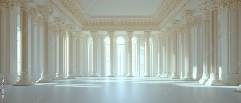Fototapeta premium White Column Hallway.