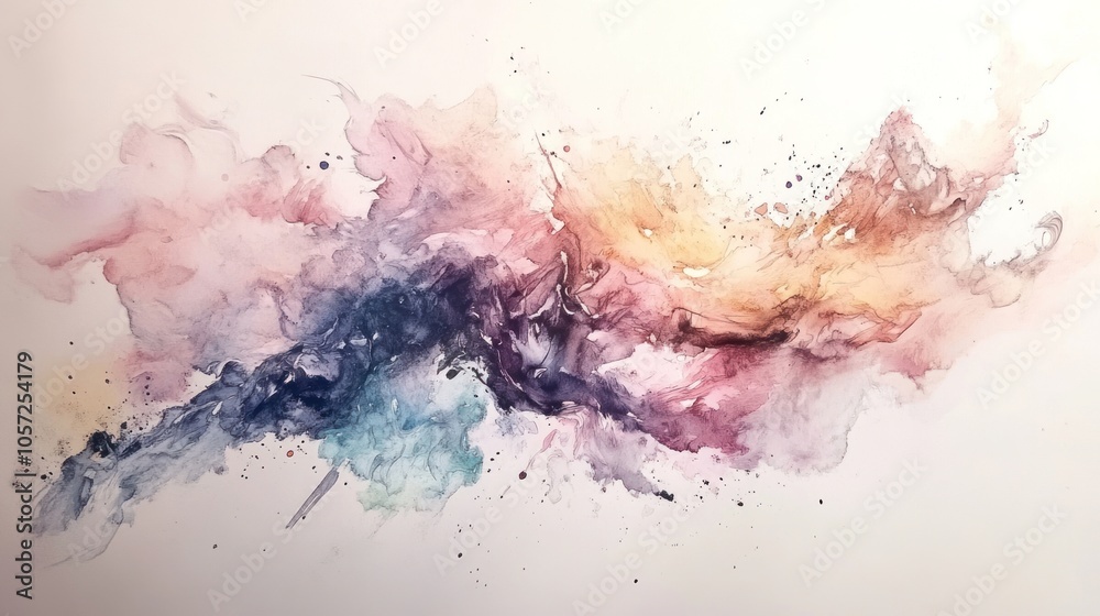 Fototapeta premium Watercolor explosion with delicate pastel tones, softly blended gradients, and artistic splashes