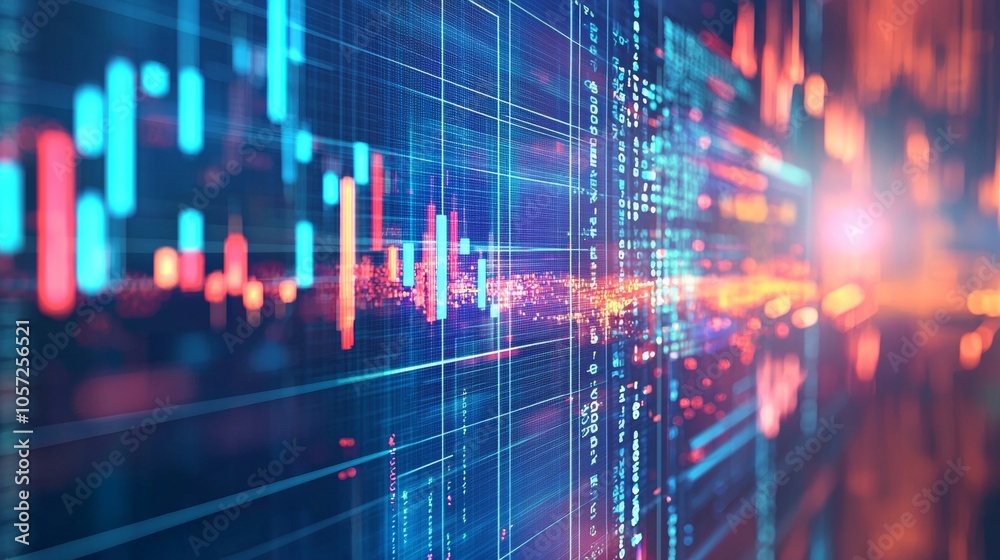 Financial data analysis displayed on digital screen