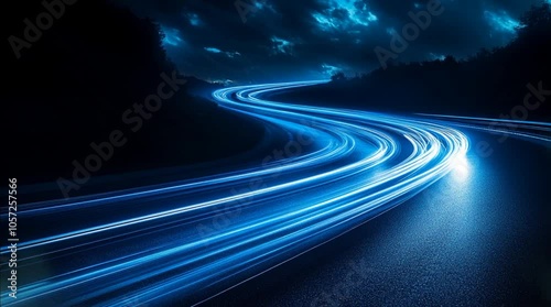 Speed line in blurred blue background, futuristic abstract background