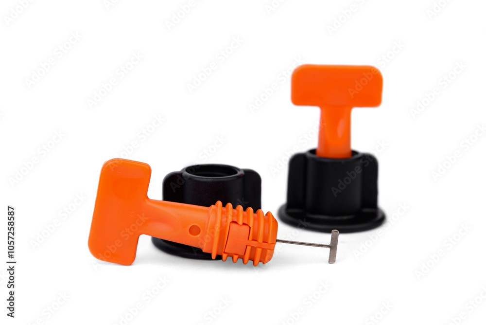 Tile levelling system isolated on white background. Tile levelling system isolated on white background.