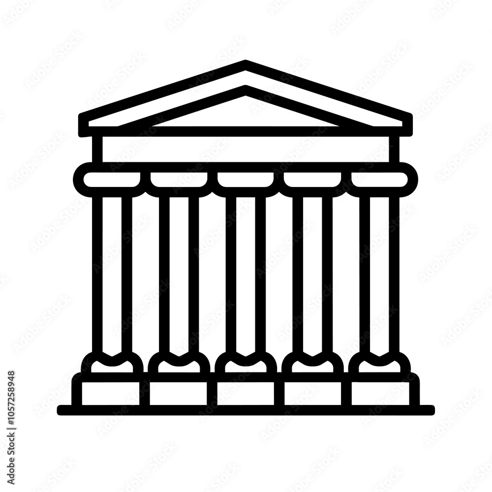 Bank building icon vector. A thin line sign. Isolated contour symbol illustration Bank building icon vector. A thin line sign. Isolated contour symbol illustration