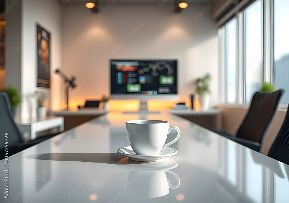White coffee cup with laptop computer on office table for business concept, in clean office, White coffee cup with laptop computer on office table for business concept, in clean office,
