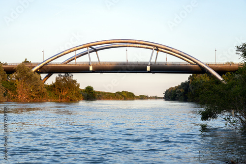 Bridge over the river Brenta in Corte, Piove di Sacco; Province of Padua, Veneto, Italy photo