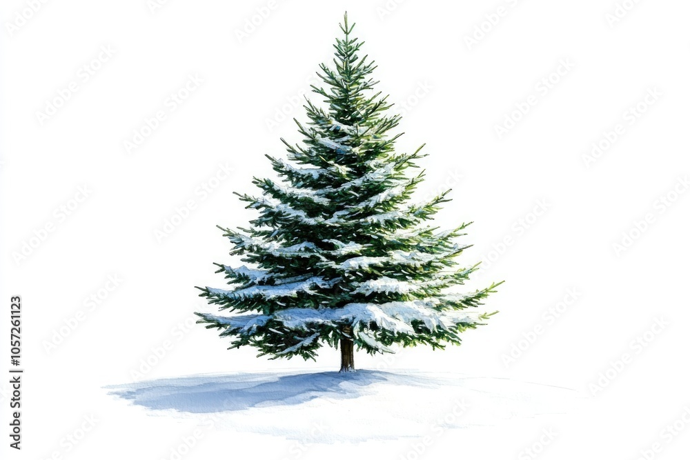 Cute Christmas Tree in Snow-Covered Forest for Festive Decor and Winter Designs Cute Christmas Tree in Snow-Covered Forest for Festive Decor and Winter Designs