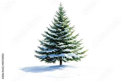 Cute Christmas Tree in Snow-Covered Forest for Festive Decor and Winter Designs