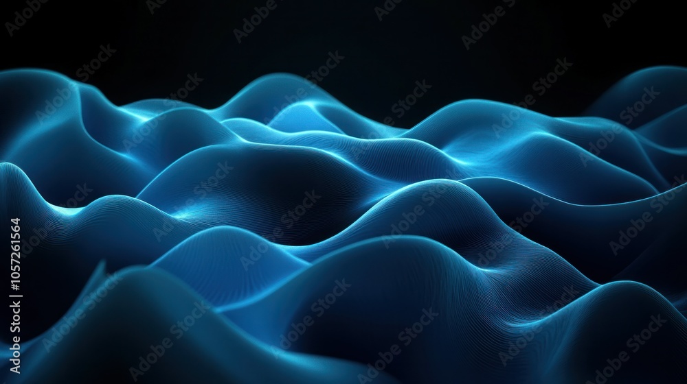 Obraz premium Abstract blue gradient, soft and luminous, filling dark background