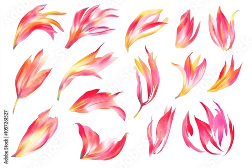 Isolated Watercolor Tulip Elements for Floral Design and Spring Decor