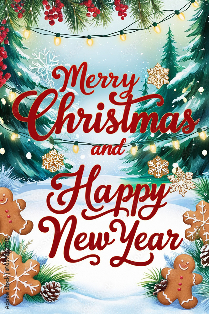 Postcard Merry Christmas and Happy New Year 2025 Postcard Merry Christmas and Happy New Year 2025