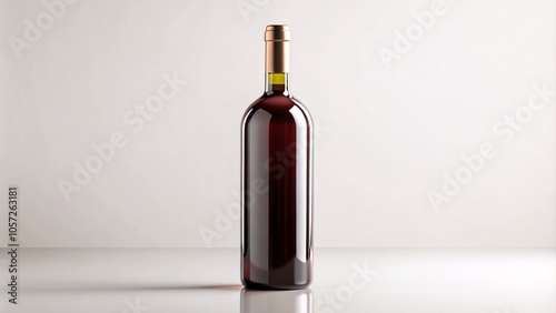 Red Wine Bottle with gold cap, minimalist background, studio lighting V1