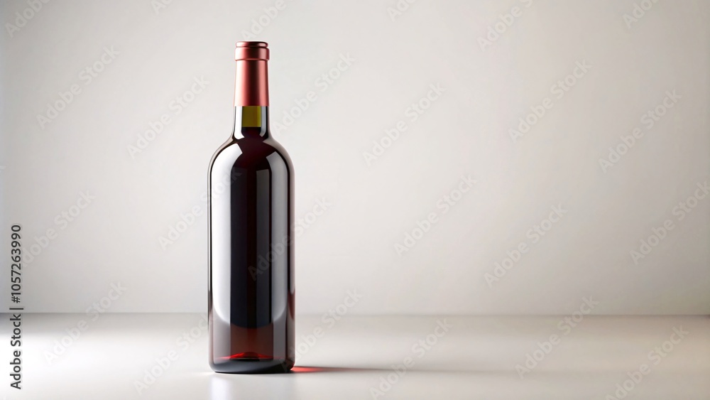 Red Wine Bottle with gold cap, minimalist background, studio lighting V2 Red Wine Bottle with gold cap, minimalist background, studio lighting V2