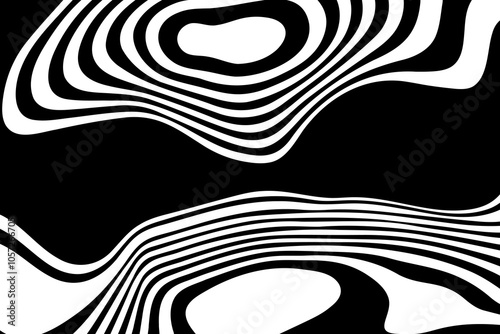 Amazing liquify lines effect on black and white, vector illustration. Eps 10