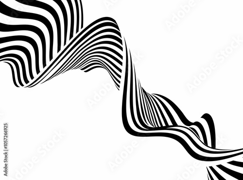 Abstract wave background, black and white wavy stripes or lines design. Optical art. Eps 10