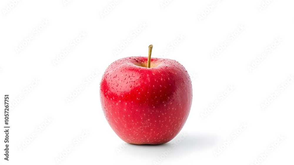 Crisp and fresh red apple isolated on a clean white background This product shot showcases the natural beauty and vibrant color of the ripe fruit perfect for use in recipes health and wellness Crisp and fresh red apple isolated on a clean white background This product shot showcases the natural beauty and vibrant color of the ripe fruit perfect for use in recipes health and wellness
